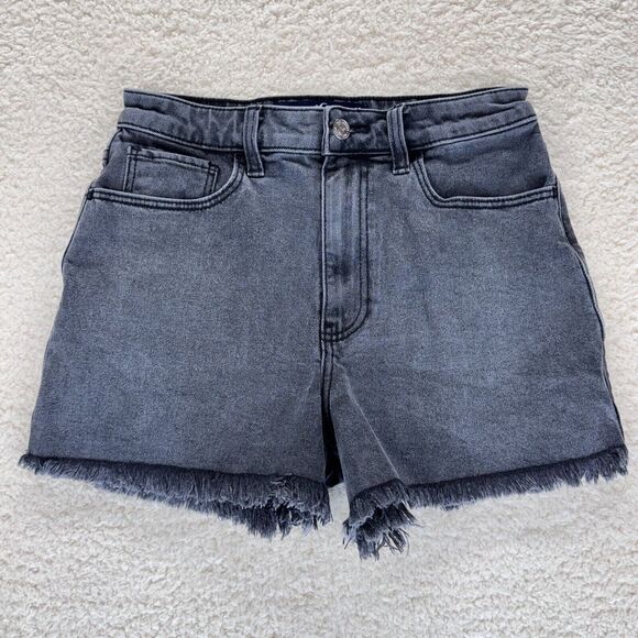 Hollister Pants - Hollister Ultra High-Rise Mom Shorts Size 3 W26 Gray Denim Frayed Hem Stretchy